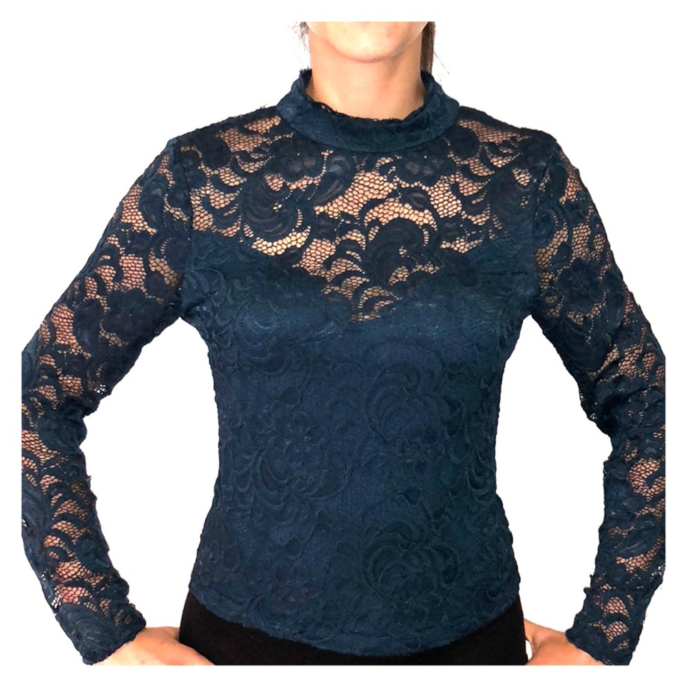 Dark Green Bebe Lace Top